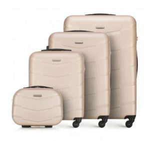 modne walizki: beżowy zestaw walizek z ABS