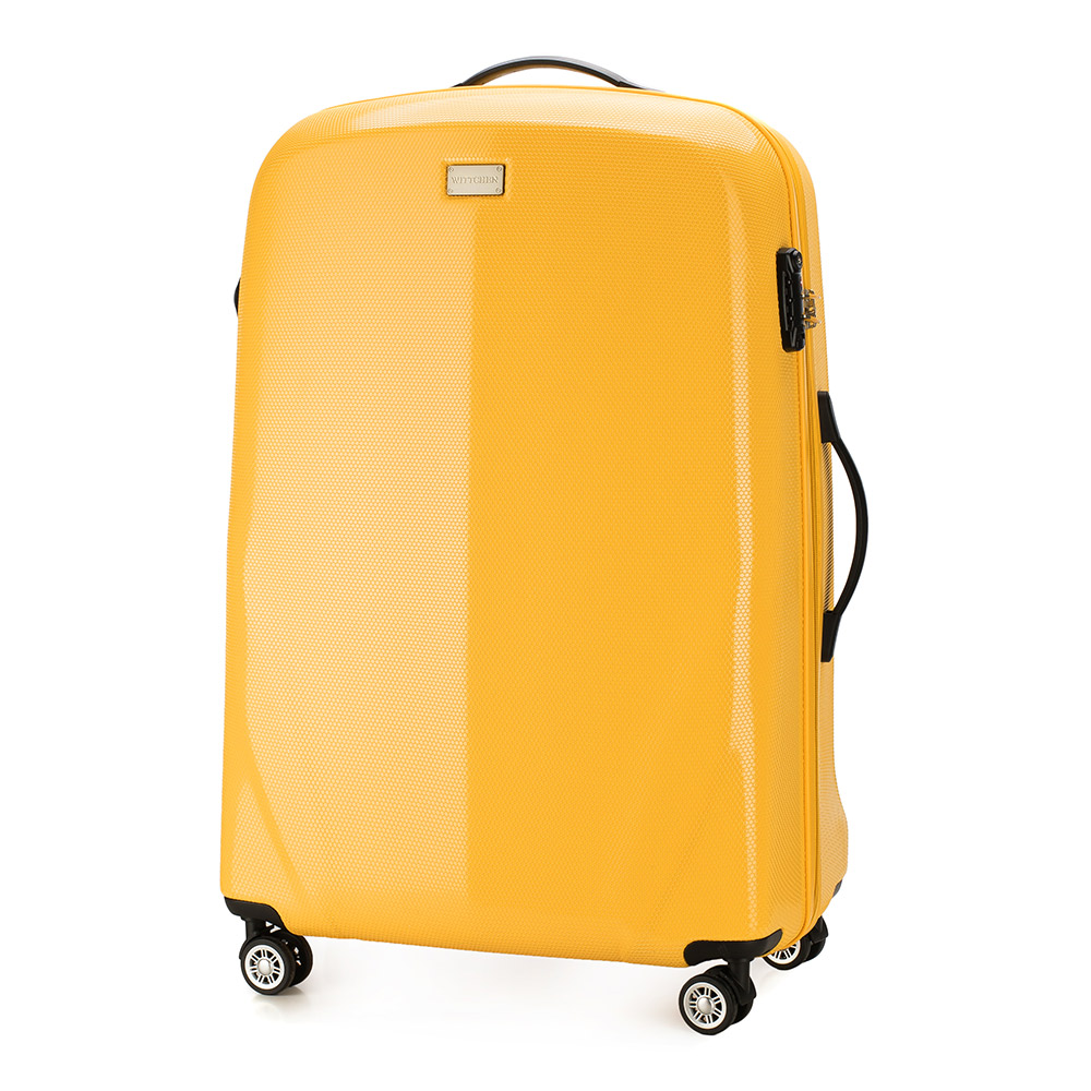 Średnia walizka z polikarbonu w kolorze żółtym